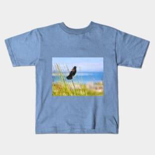 Summer Red Winged Blackbird Kids T-Shirt